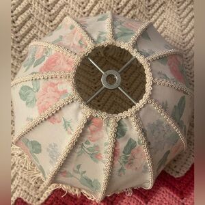 Floral Fabric Lampshade with Cream and Pink Accents